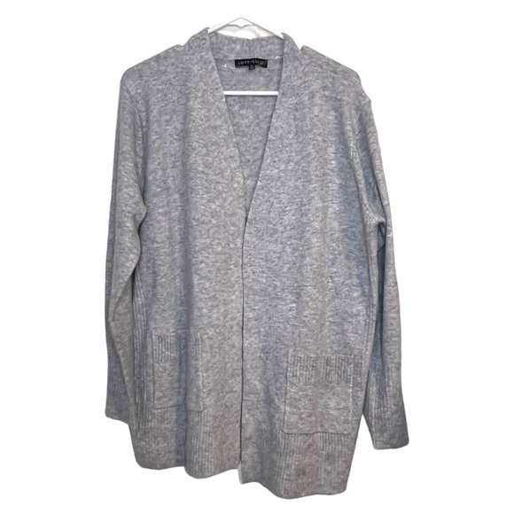 LOVE ELLIE Cardigan Heather Grey XL Relaxed Fit Open Front Ribbed Stretch NWOT - Picture 1 of 6